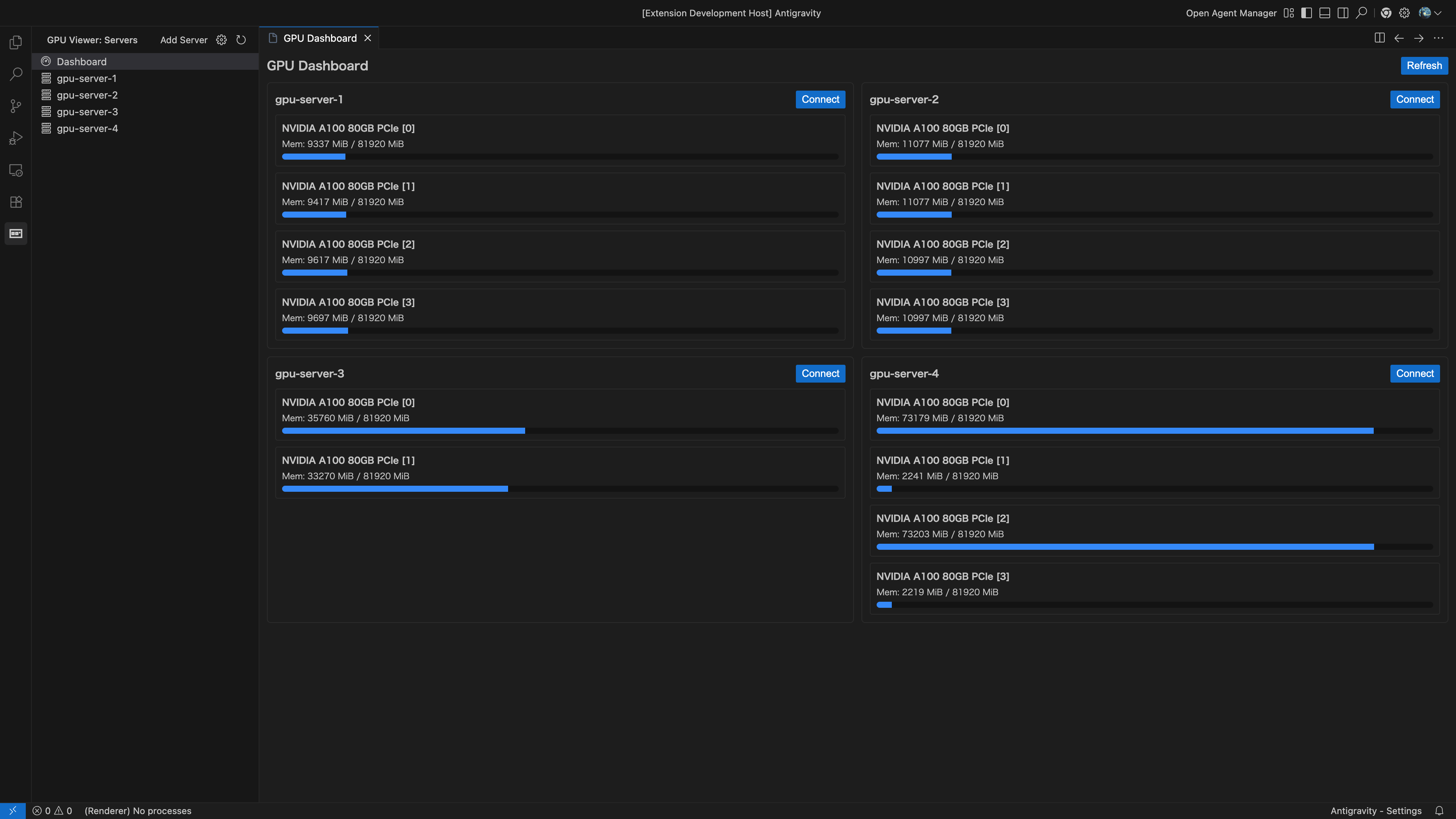 gpu-server-viewerのDashboard画面