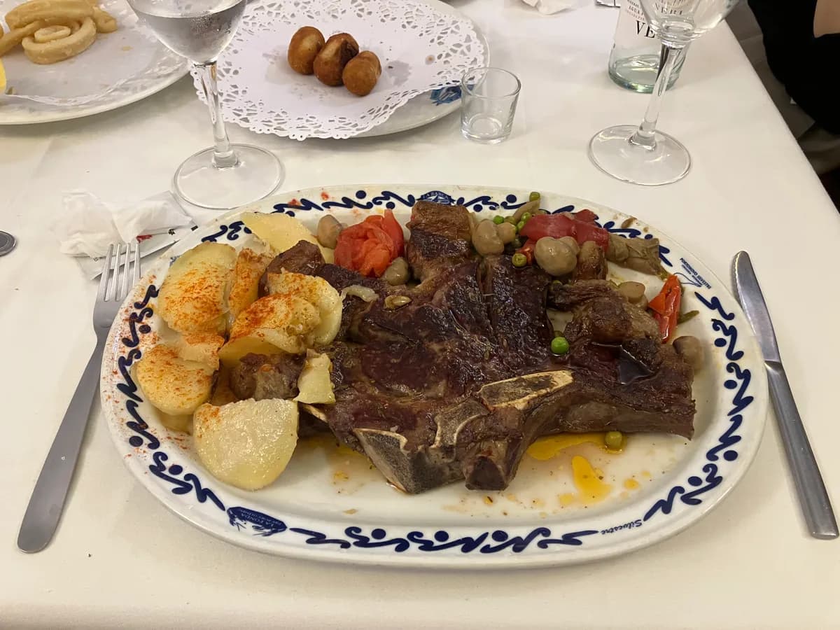 クソデカステーキ．お皿がA4用紙を4枚横に並べたくらいのサイズで，お腹が爆発しました．